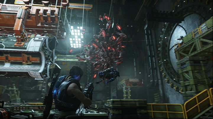When you go down the ladder to the lower level, you will be attacked by two swarms of leeches - Act 3 Chapter 2 - Rocket Plan | Gears 5 Walkthrough - Act III - Gears 5 Guide