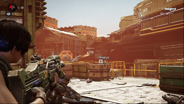 The last enemy to eliminate will be a Crystal warden accompanied by a drone that gives the enemy a shield - Act 3 Chapter 2 - Rocket Plan | Gears 5 Walkthrough - Act III - Gears 5 Guide