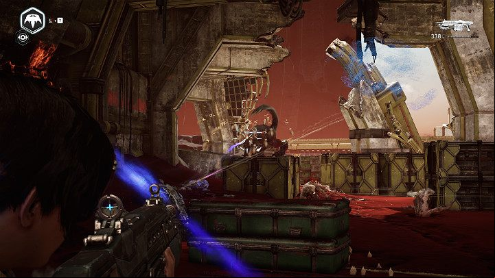 On the way back, you will encounter a pouncer and several lesser opponents - Act 3 Chapter 2 - Rocket Plan | Gears 5 Walkthrough - Act III - Gears 5 Guide
