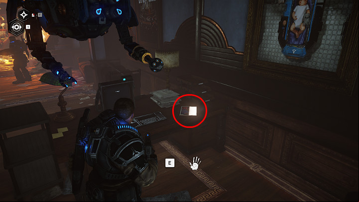 When you leave the burning room, go to the desk in the corner - Act 1 Chapter 3 - This is War | Gears 5 Collectibles - Act I - Gears 5 Guide