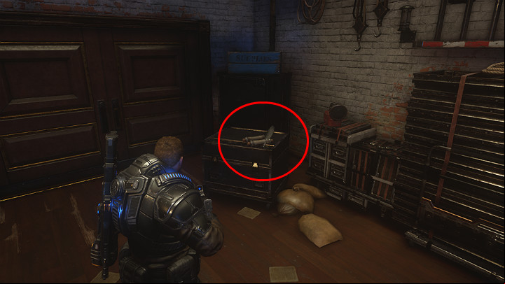 You can get this collectible when you get to the board with the curtain control switches - Act 1 Chapter 4 - The Tide Turns | Gears 5 Collectibles - Act I - Gears 5 Guide