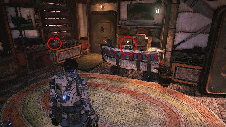 This collectible is in a small shop - you can enter it from the main road of the settlement - Act 2 Chapter 1 - Recruitment Drive | Gears 5 Collectibles - Act II - Gears 5 Guide