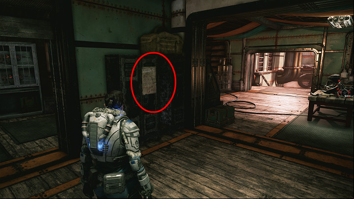 When you are ing through the second security gateway, dont forget to grab another collectible hanging on the left - Act 2 Chapter 1 - Recruitment Drive | Gears 5 Collectibles - Act II - Gears 5 Guide