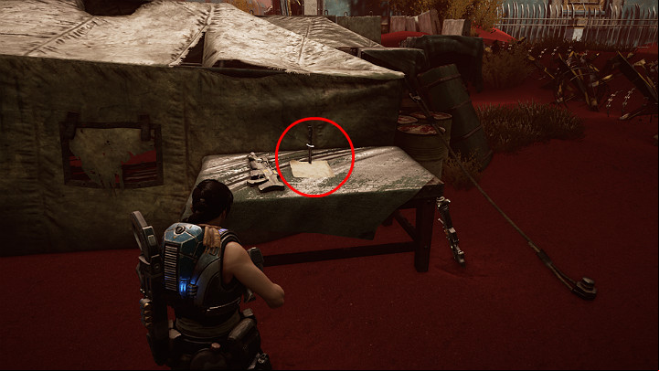 Once you talk to Paduk, go to the green tents located a little further - Act 3 Chapter 1 - Fighting Chance | Gears 5 Collectibles - Act III - Gears 5 Guide