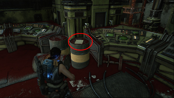 After entering the empty rocket hangar, the first thing you should do is to go down and head to the control station in the corner on the left - Act 3 Chapter 2 - Rocket Plan | Gears 5 Collectibles - Act III - Gears 5 Guide