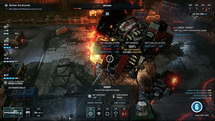 Attacks with a high critical hit chance deal the most damage. Its worth saving special abilities and using them on Brumak. - Gears Tactics: Brumak boss fight walkthrough - Bosses - Gears Tactics Guide