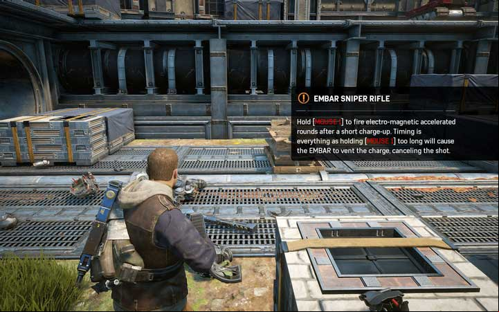 EMBAR is not a sniper rifle per se (no scope), but it is accurate and powerful - Act 1:3 - New Friends | Walkthrough - Walkthrough - Gears of War 4 Game Guide