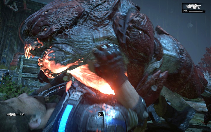 When one of the monsters attacks you, press the attack key as soon as possible to break free - a teammate might help you as well - Act 3:1-2 - Almost Midnight, Night Terrors | Walkthrough - Walkthrough - Gears of War 4 Game Guide