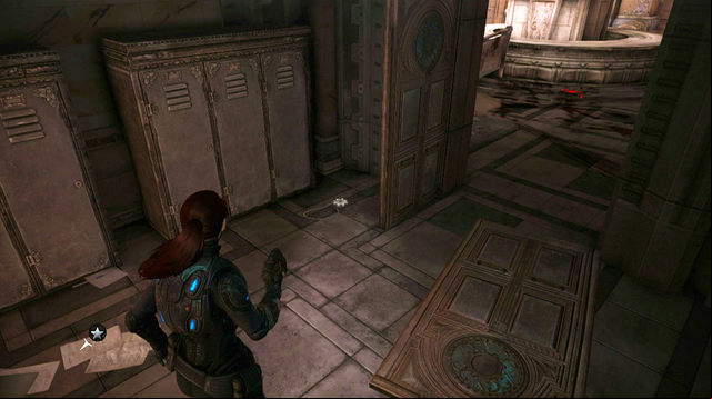 Before leaving atrium go to the room on the right - you'll find there COG tag behind the door - Atrium - Halvo Bay Military Academy - Gears of War: Judgment - Game Guide and Walkthrough