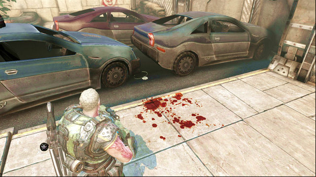 At the ending point, near the car wreckages on the left side of the street, you'll find COG tag - Soleno Villa - Seahorse Hills - Gears of War: Judgment - Game Guide and Walkthrough