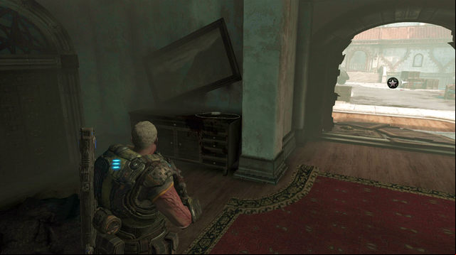 After eliminating the enemy, go down the stairs and turn to the left age (under the balcony where you were using the mortar) - Guest Bungalows - Seahorse Hills - Gears of War: Judgment - Game Guide and Walkthrough