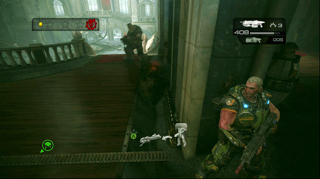 After riding up the elevator you'll find a declassified mission symbol on the wall in front of you - Elliott's Mansion - Seahorse Hills - Gears of War: Judgment - Game Guide and Walkthrough