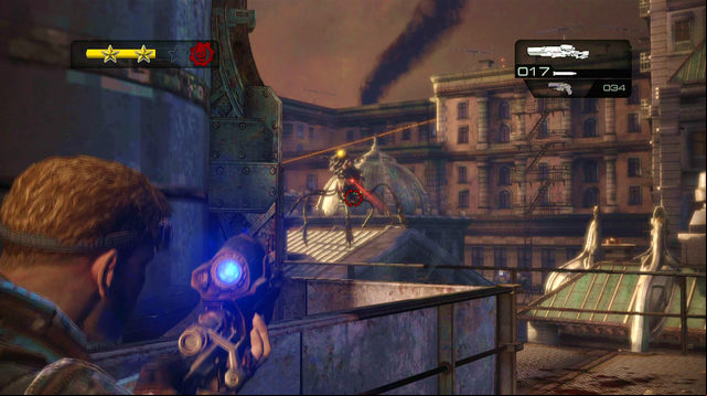 When you try to get to the next building, a Reaper will come - State Street Rooftops - Downtown Halvo Bay - Gears of War: Judgment - Game Guide and Walkthrough