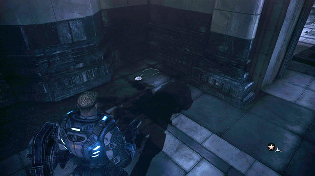 When the situation calms down, you can go to the next room and shoot backs of entering enemies (opponents with flame throwers among others) - Main Entrance - The Courthouse - Gears of War: Judgment - Game Guide and Walkthrough
