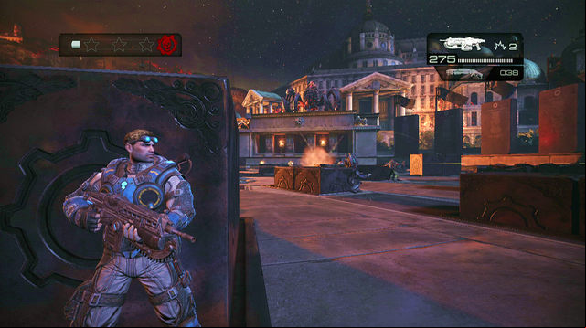 When you destroy that point, the boss will retreat to the building rooftop and the rest of Karn's units will the fight (Maulers among others) - Plaza for the Tyran Dead - The Courthouse - Gears of War: Judgment - Game Guide and Walkthrough