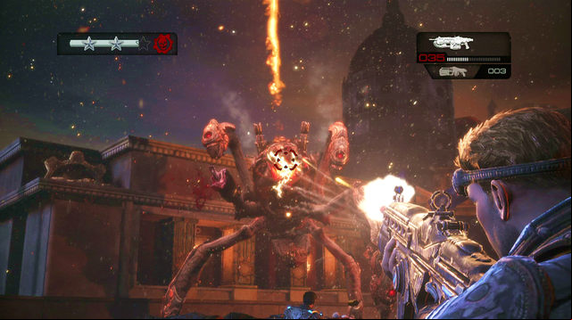 After destroying his leg, the boss will again flee to the rooftop and more enemies will the fight (Ragers among others) - Plaza for the Tyran Dead - The Courthouse - Gears of War: Judgment - Game Guide and Walkthrough