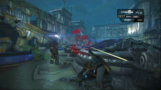 On the other side of the fountain on the ground floor prepare yourself for new enemies - Reunion - Aftermath - Gears of War: Judgment - Game Guide and Walkthrough