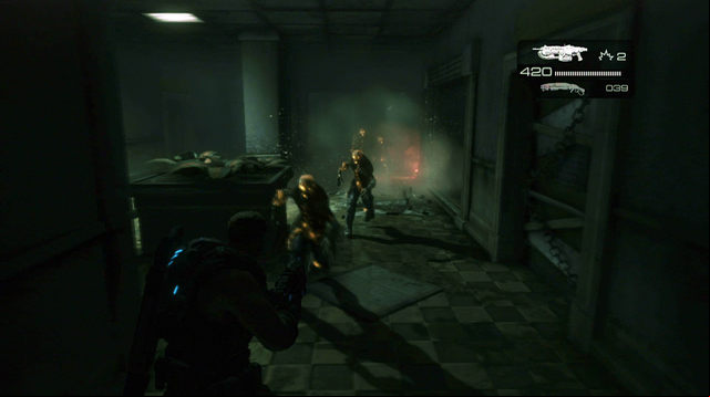 After killing the last enemies, enter the building left from the generator - Anybody Home - Aftermath - Gears of War: Judgment - Game Guide and Walkthrough