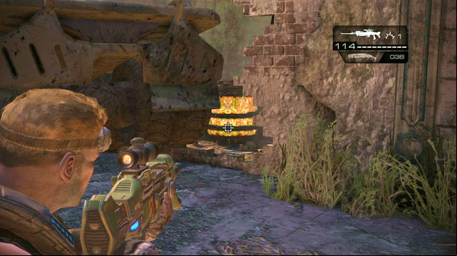 After a moment a door on the balcony previously occupied by you will be destroyed by an enemy with the Digger Launcher - One Step Closer - Aftermath - Gears of War: Judgment - Game Guide and Walkthrough