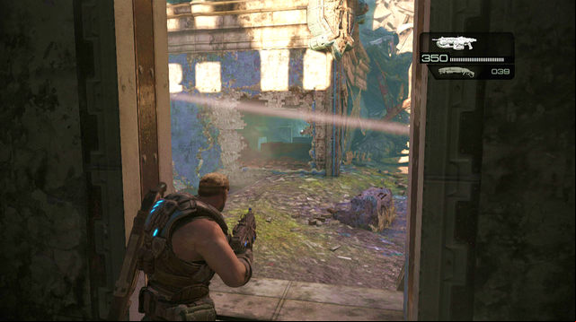 You have to get to the other side again and run inside the building though the hole on the corner - One Step Closer - Aftermath - Gears of War: Judgment - Game Guide and Walkthrough
