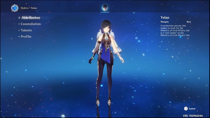 Yelan is a five-star character with a Hydro element, fighting with a bow - Genshin Impact: Yelan - best builds (Hydro) - Hydro - Genshin Impact Guide