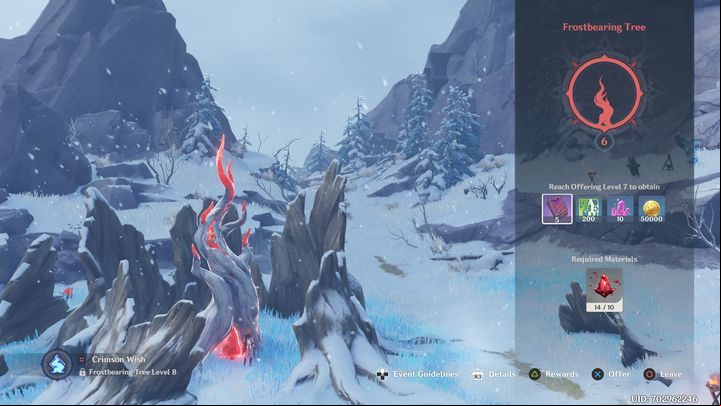 As far as improving the Frostbearing Tree is concerned, you will need Crimson Agates - Genshin Impact: Frostbearing Tree - what is it used for? - FAQ - Genshin Impact Guide