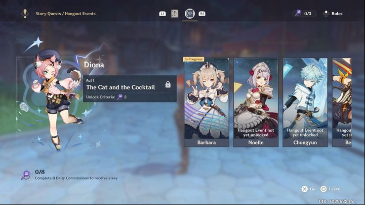 From there, choose which quest you want to start first - Genshin Impact: Hangout Event - how to unlock? - FAQ - Genshin Impact Guide