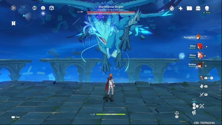 To defeat the boss, you should initially avoid all his attacks - Genshin Impact: How to beat Stormterror Dvalin boss? - Bosses - Genshin Impact Guide