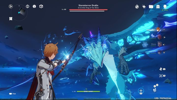 The boss often flies high, so you will not see him for a short while - Genshin Impact: How to beat Stormterror Dvalin boss? - Bosses - Genshin Impact Guide