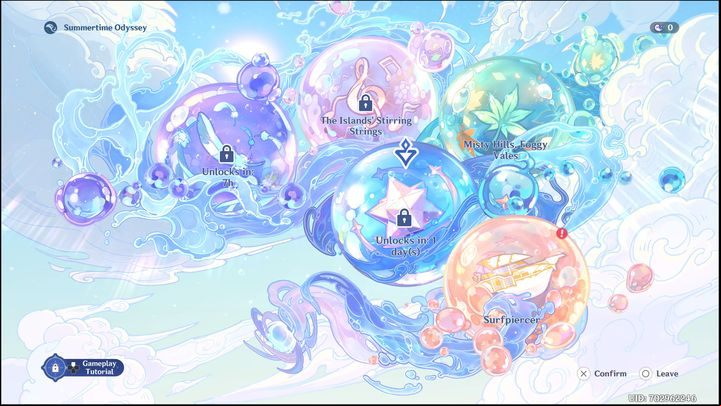 A padlock icon over a particular chapter means it has not yet been unlocked - Genshin Impact: Summertime Odyssey (event) - walkthrough - Events - Genshin Impact Guide