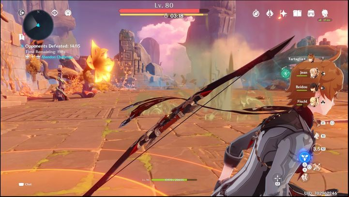 On the other hand, the large Tremolo Florets, which are located in the corners of the arena, inflict considerable physical damage when you touch them - Genshin Impact: Summertime Odyssey (event) - walkthrough - Events - Genshin Impact Guide