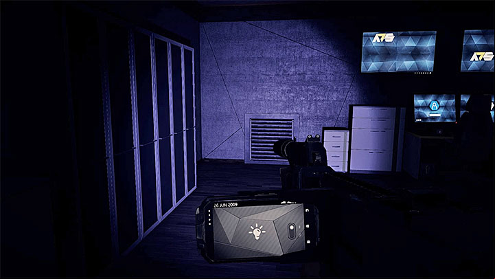 You can, of course, start eliminating guards on this floor (there should be four of them in total) but if you want to avoid confrontations then you should go right and enter the monitoring room - Stealing the prototype and destroying the data | Black | Walkthrough - Black - Get Even Game Guide