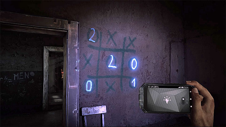 Add the winning numbers of tic-tac-toe - How to deal with the electronic door in the asylum (Black)? - Solving the puzzles - Get Even Game Guide