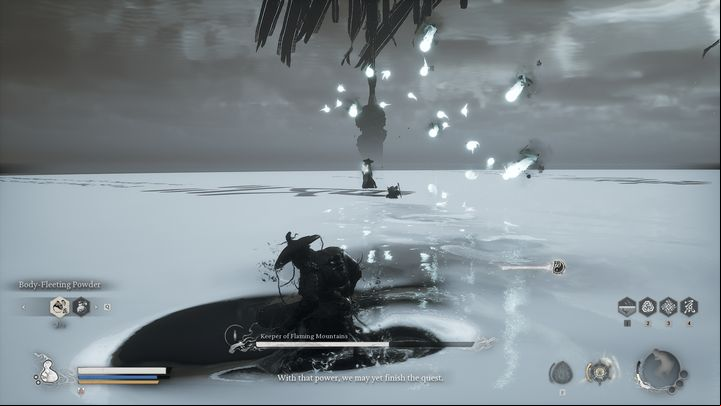 The most important strategy when fighting these two enemies is to not spend too many resources fighting the Keeper of the Flaming Mountains - Black Myth Wukong: How to defeat the bosses Keeper of Flaming Mountains and Yin-Yang Fish? - Chapter 5 - Black Myth Wukong Guide