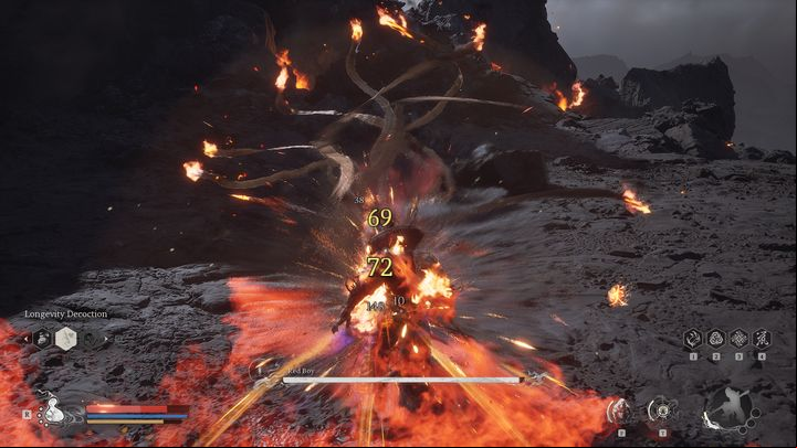 Do not use the Fireproof Mantle in the first phase of the fight - Black Myth Wukong: How to defeat the Red Boy boss? - Chapter 5 - Black Myth Wukong Guide