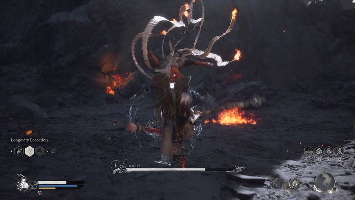 Charge your attacks often, use immobilization or a strike to finish off a series of quick attacks - Black Myth Wukong: How to defeat the Red Boy boss? - Chapter 5 - Black Myth Wukong Guide