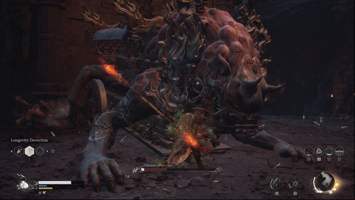 You will find the boss right after the fight with the Keeper of the Flaming Mountains - Black Myth Wukong: How to defeat the Five Element Carts boss? - Chapter 5 - Black Myth Wukong Guide