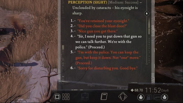 In the initial part of the conversation, it is advisable to force the Deserter to put the rifle on the ground instead of allowing him to hold it in his hand - Disco Elysium: Extract a confession from The Deserter - walkthrough - Ruby and the shooter - Disco Elysium Guide