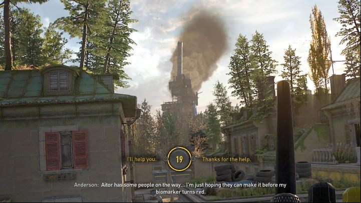 Once you go outside, Aiden will Anderson via the walkie-talkie - Dying Light 2: Is it worth to help Anderson? Into the Dark - Important Choices - Dying Light 2 Guide