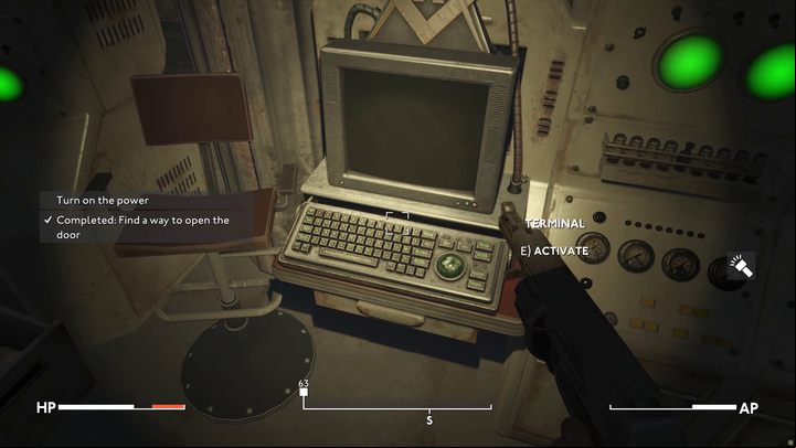 The computer is located in the room at the end of the corridor, opposite the entrance to the facility - Fallout London: Where to find Archie in Rotherhithe (Lands of the Seraph quest)? - Transition description - Fallout London Guide