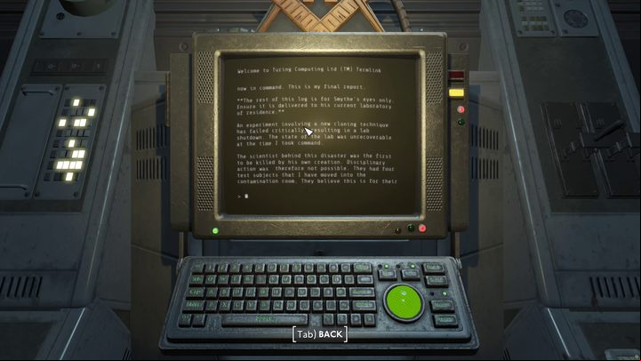 Approach the terminal at the end of the room and get the most important information from it - Fallout London: Where to find Archie in Rotherhithe (Lands of the Seraph quest)? - Transition description - Fallout London Guide