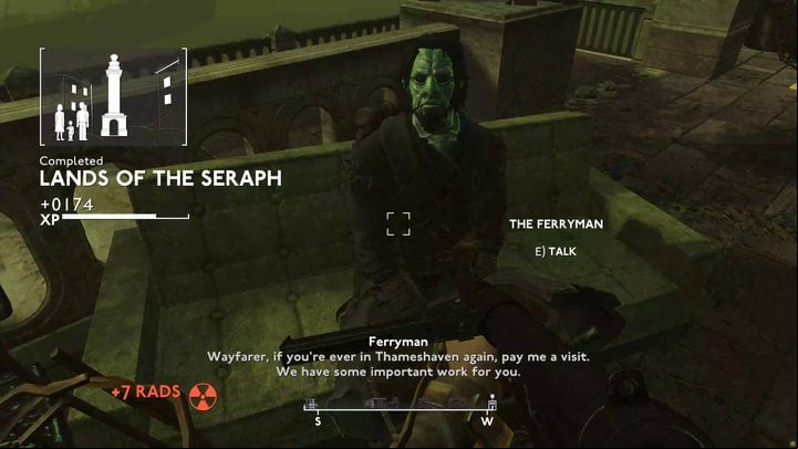 After defeating the boss in Monument Lab, talking to the Ferryman and completing the Lands of the Seraph quest (read more about it on the Where to find Archie in Rotherhith - Fallout London: How to get to St. Pauls Sanctuary? - Transition description - Fallout London Guide