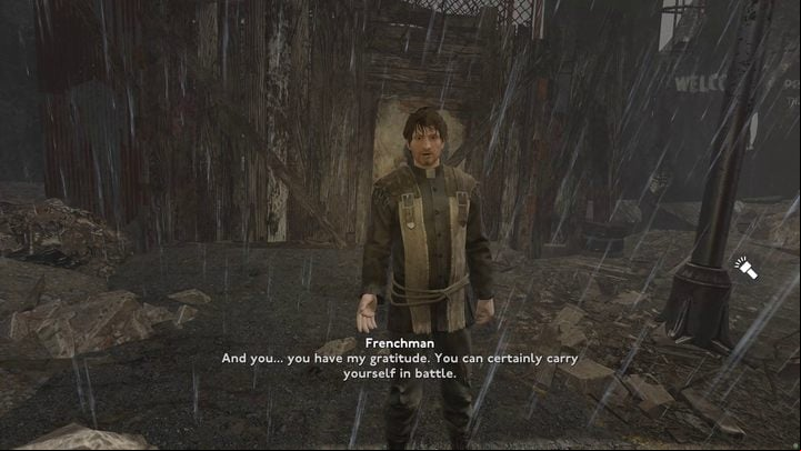 After reaching the place marked on the map, you will see closed gates of the sanctuary and several armed people - Fallout London: How to get to St. Pauls Sanctuary? - Transition description - Fallout London Guide