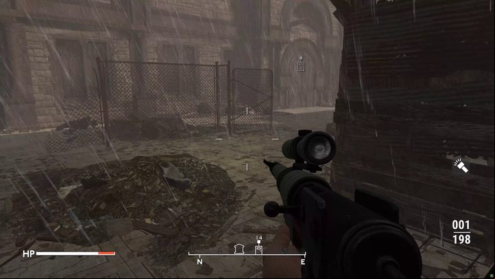 The entrance to the hooligans' hideout is guarded by several bandits and dogs - Fallout London: How to get to St. Pauls Sanctuary? - Transition description - Fallout London Guide