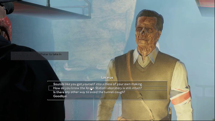 The rescued Ghoul will tell you valuable information about the Angel Station Laboratory, but he will also warn you about the poisonous gas in the area - Fallout London: How to get to Angel Lab? - Transition description - Fallout London Guide
