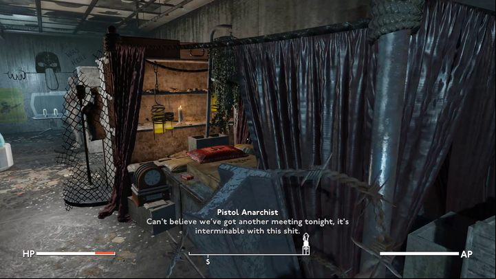 At the lowest floor, turn left - Fallout London: How to get leader letters? - Transition description - Fallout London Guide