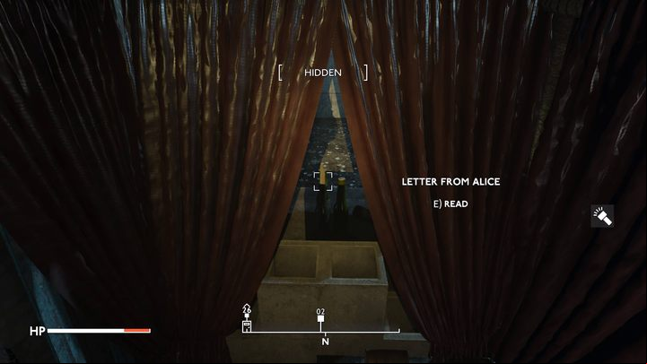 Climb onto the furniture and look through the gap between the curtains (heading towards Alice) - Fallout London: How to get leader letters? - Transition description - Fallout London Guide