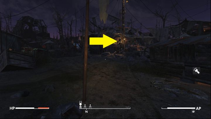 After reaching the camp of the sect ruled by Chief Roach, head to one of the wooden huts located in the center of the settlement - Fallout London: How to get leader letters? - Transition description - Fallout London Guide