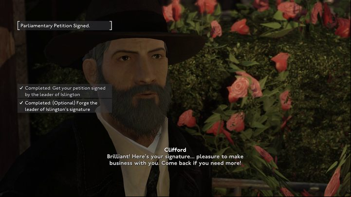 After a short animation and a funny monologue, Clifford will give you a forged signature, and the mission objective related to it will be completed - Fallout London: How to get leader letters? - Transition description - Fallout London Guide