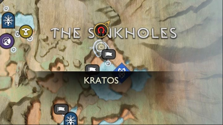 The second artefact fragment is located in the northern part of the Sinkholes, which can only be reached by boat (requires finishing the Return of the River favor) - God of War Ragnarok: Casualties of War - walkthrough - Favors - Vanaheim - God of War Ragnarok Guide